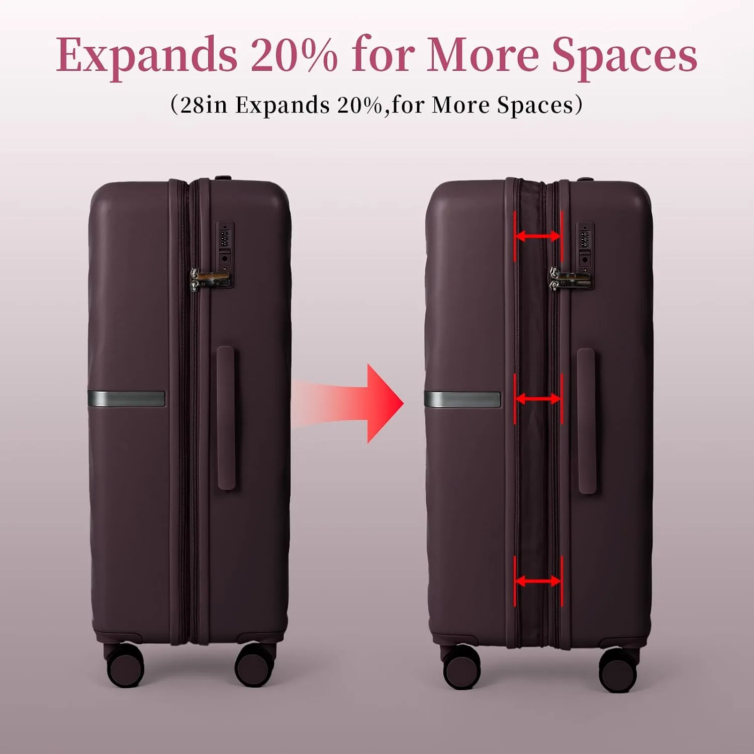 Expandable 26-inch and 28-inch suitcases